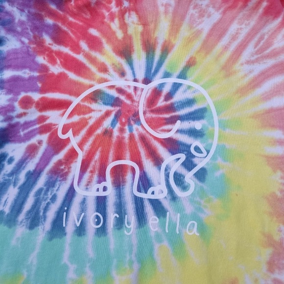 Ivory Ella Tie-dye Hoodie Sweatshirt  size Medium Oversized Rainbow Elephant NEW - Picture 2 of 10